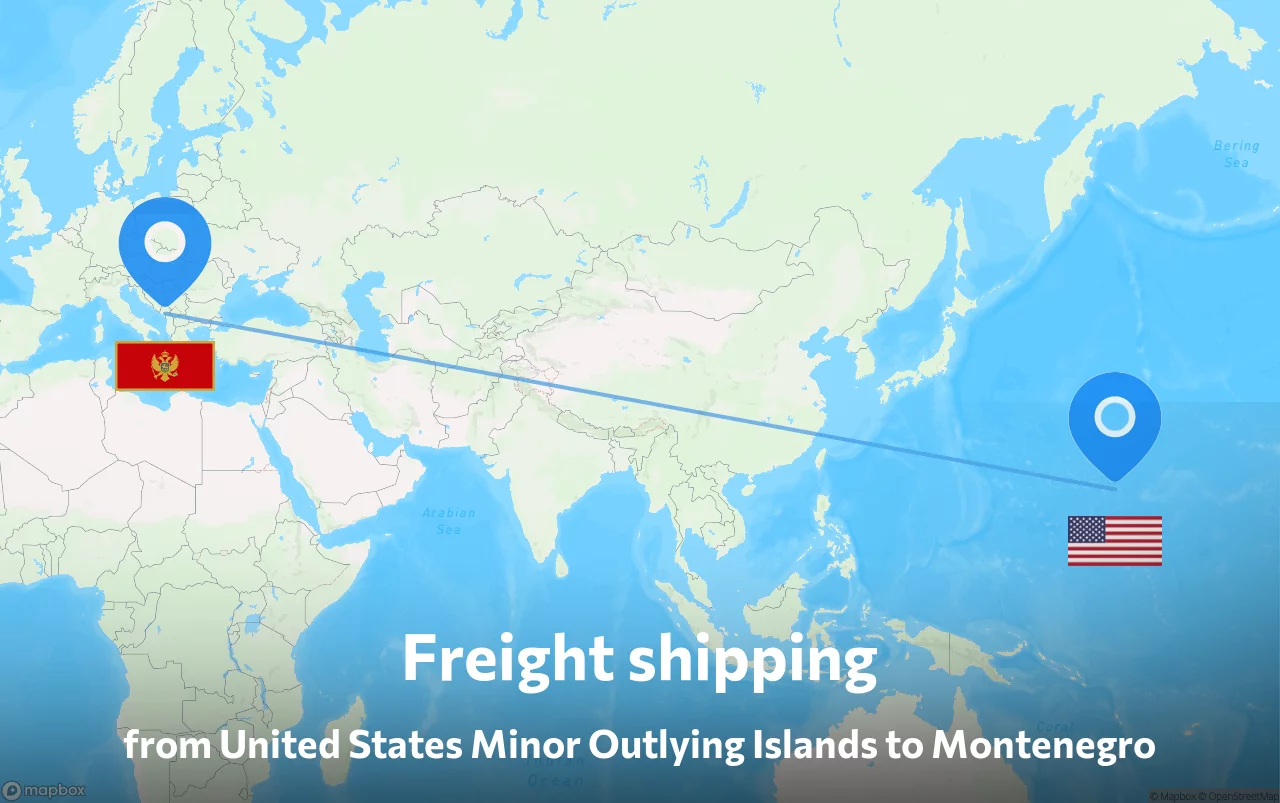 Shipping route from United States Minor Outlying Islands to Montenegro