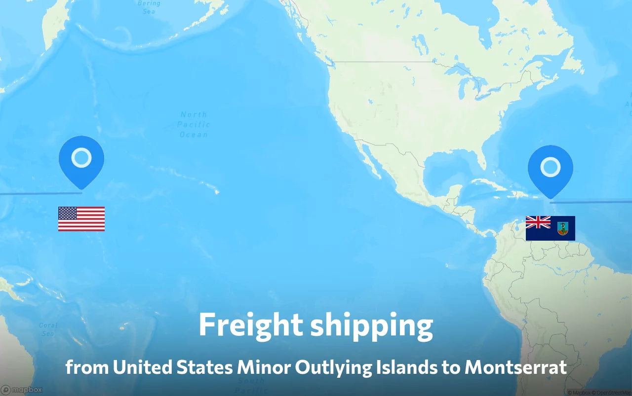 Shipping route from United States Minor Outlying Islands to Montserrat