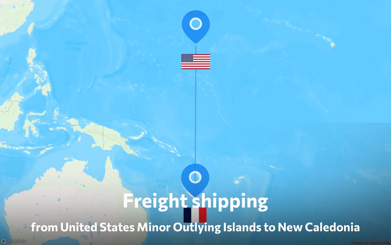 Shipping route from United States Minor Outlying Islands to New Caledonia