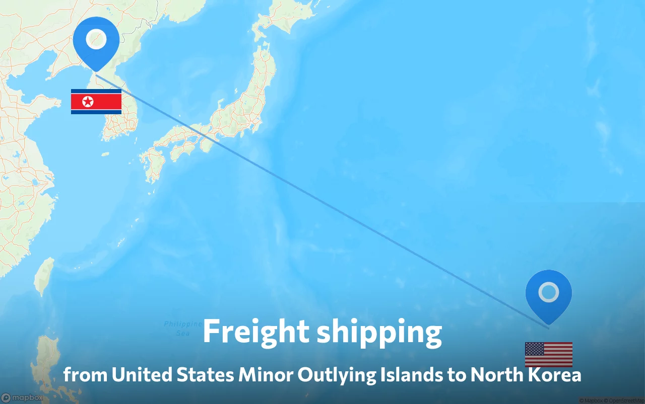 Shipping route from United States Minor Outlying Islands to North Korea