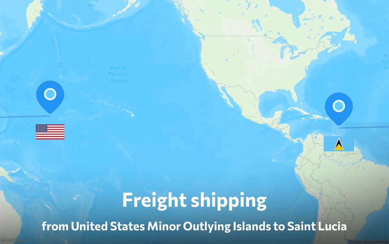 Shipping route from United States Minor Outlying Islands to Saint Lucia