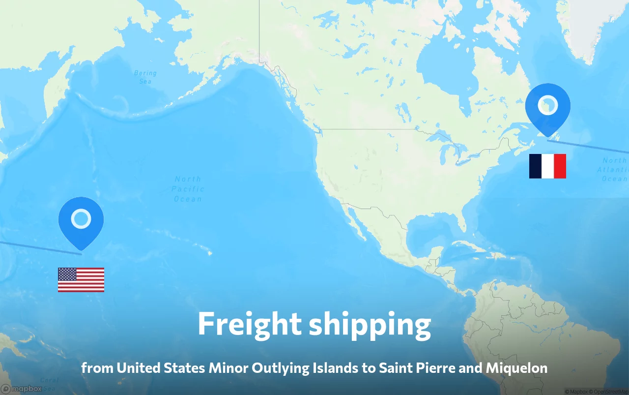 Shipping route from United States Minor Outlying Islands to Saint Pierre and Miquelon