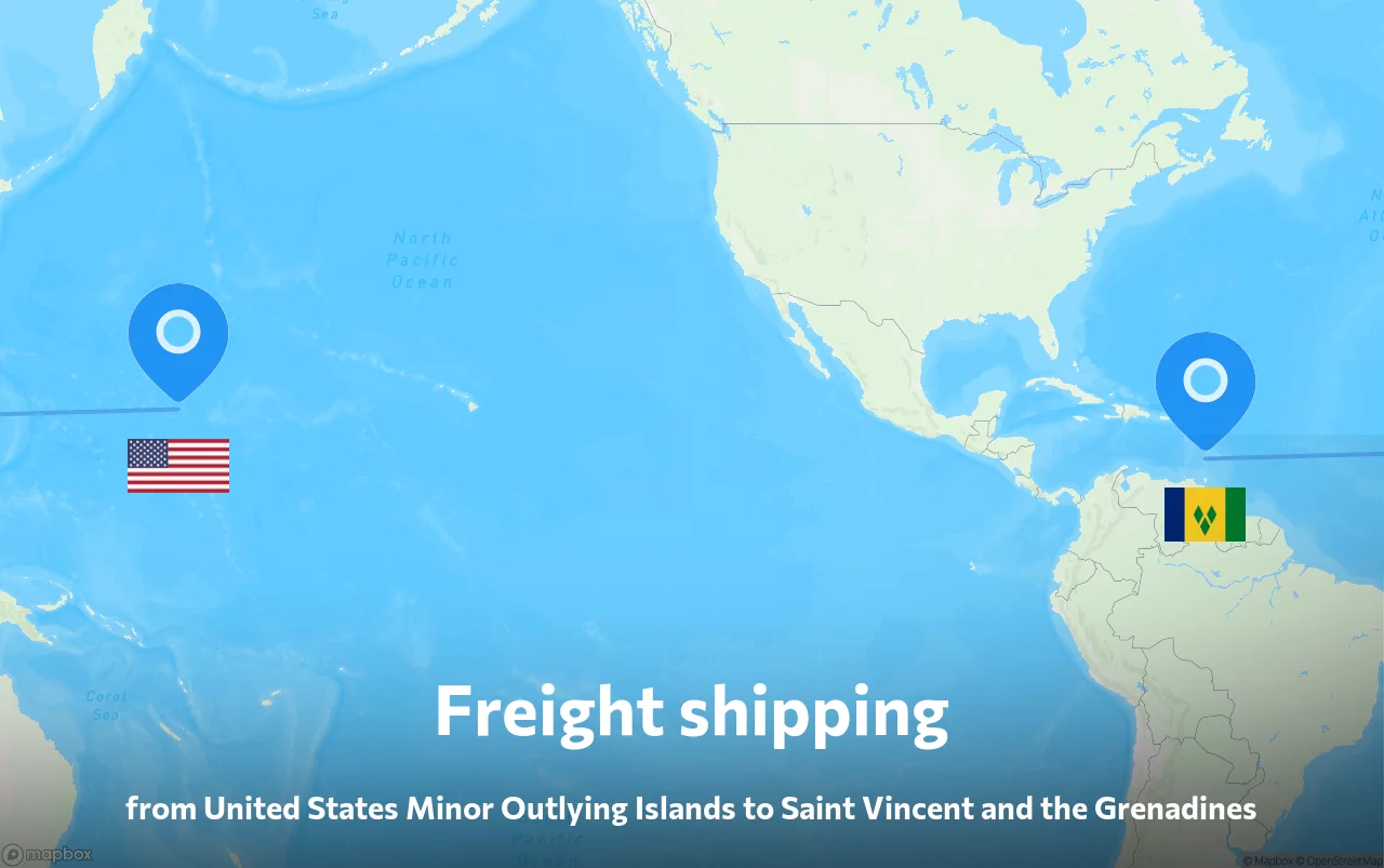 Shipping route from United States Minor Outlying Islands to Saint Vincent and the Grenadines