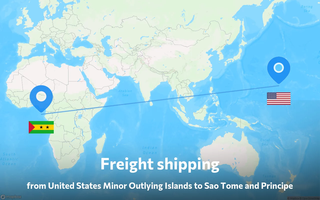 Shipping route from United States Minor Outlying Islands to Sao Tome and Principe