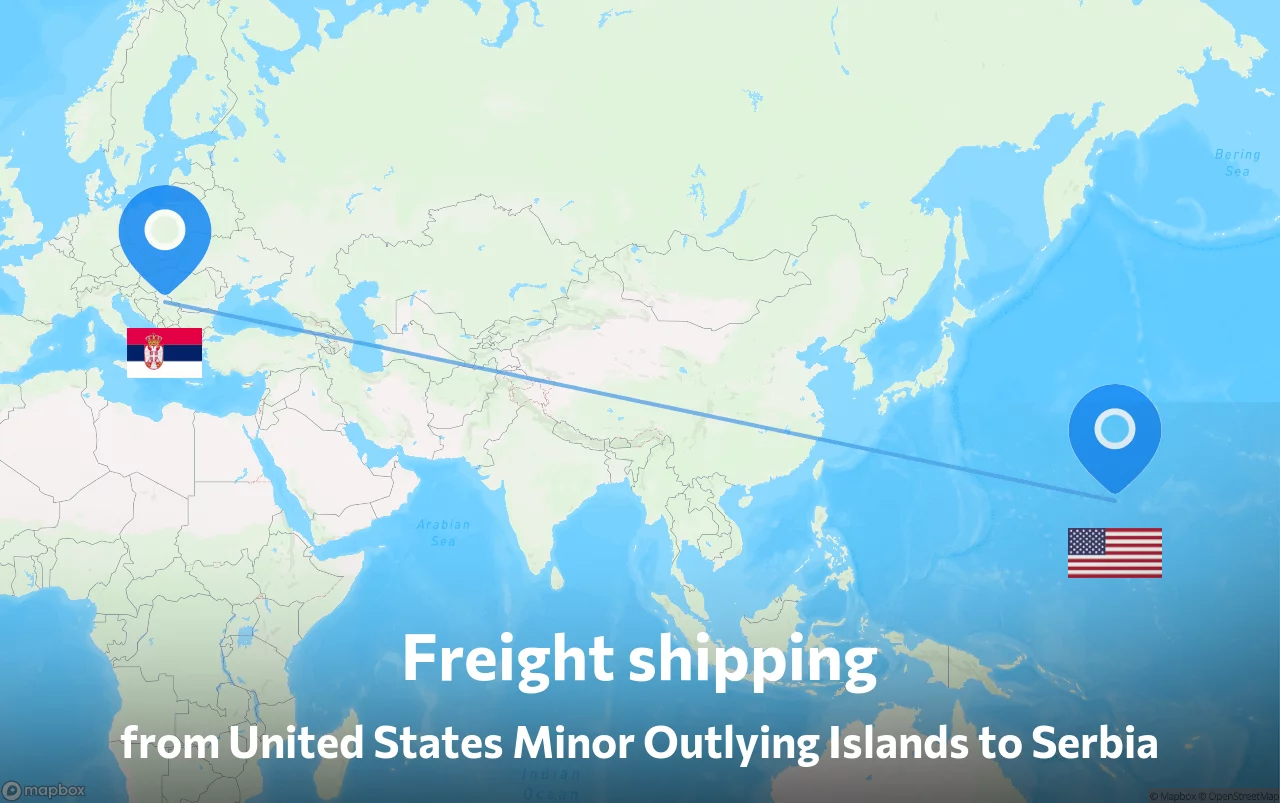 Shipping route from United States Minor Outlying Islands to Serbia