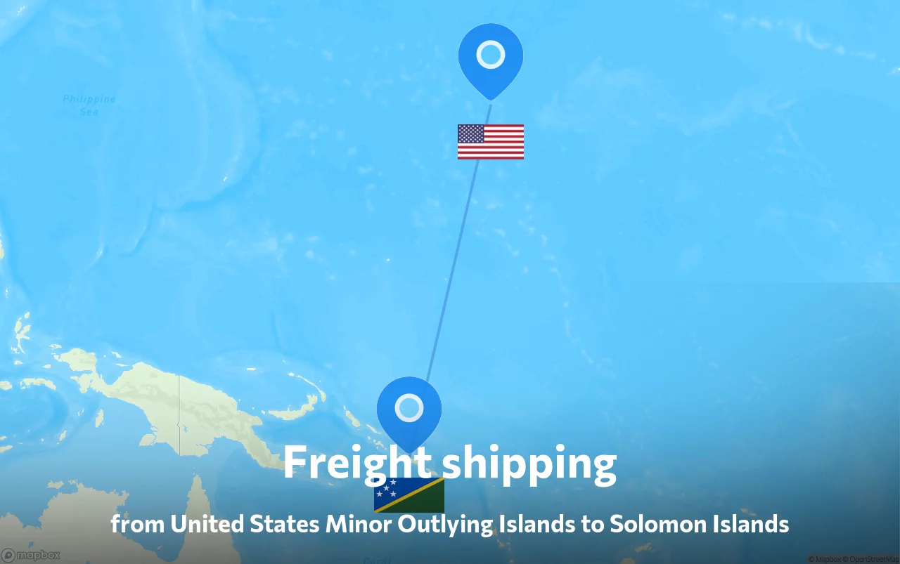 Shipping route from United States Minor Outlying Islands to Solomon Islands