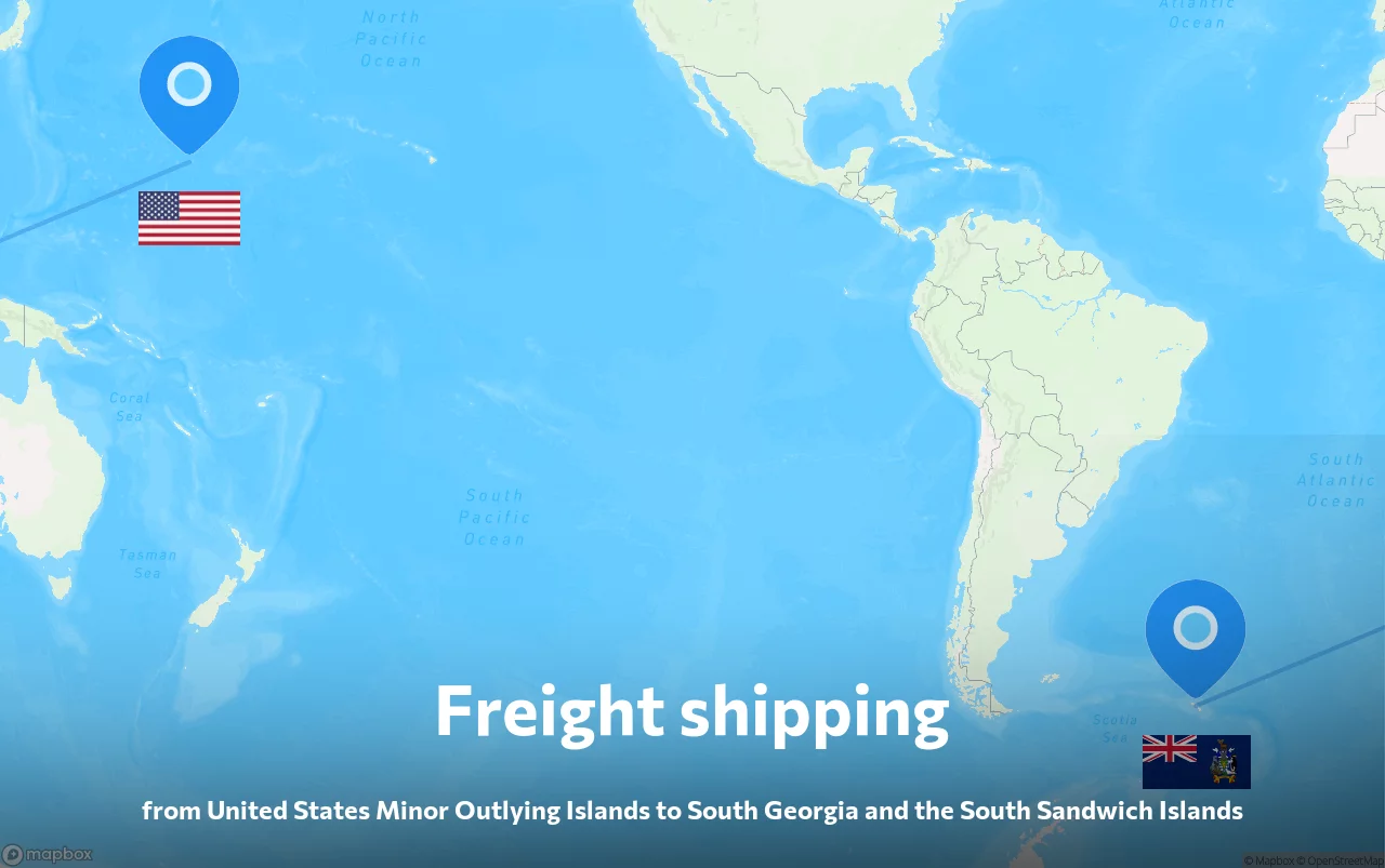 Shipping route from United States Minor Outlying Islands to South Georgia and the South Sandwich Islands