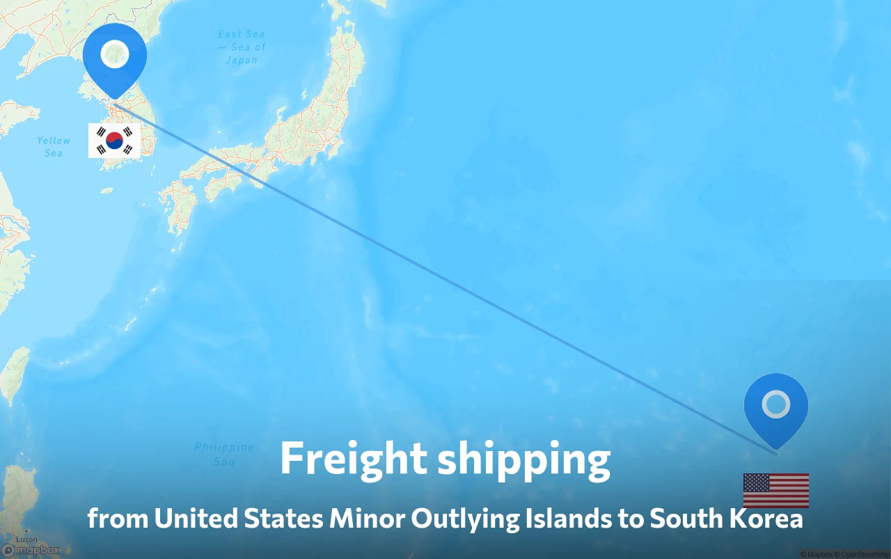 Shipping route from United States Minor Outlying Islands to South Korea