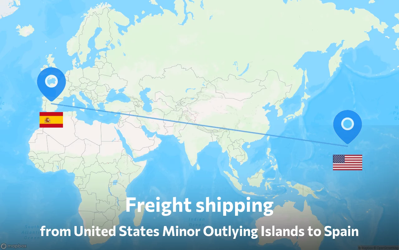 Shipping route from United States Minor Outlying Islands to Spain