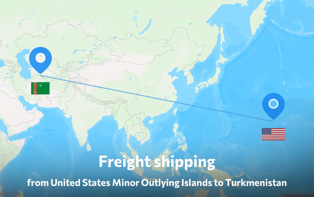Shipping route from United States Minor Outlying Islands to Turkmenistan