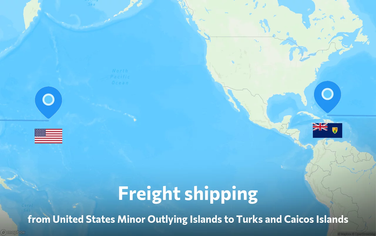 Shipping route from United States Minor Outlying Islands to Turks and Caicos Islands