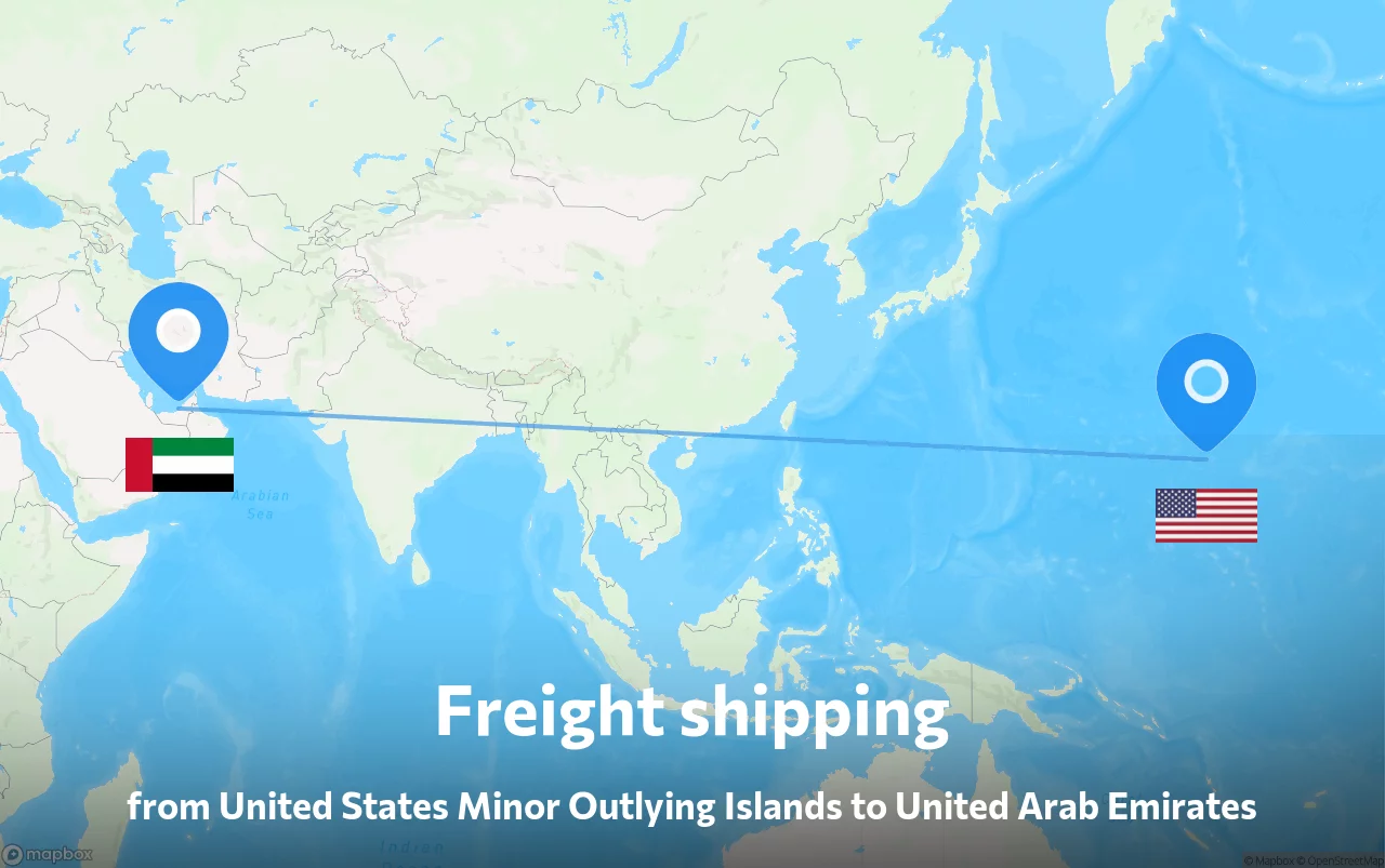 Shipping route from United States Minor Outlying Islands to United Arab Emirates