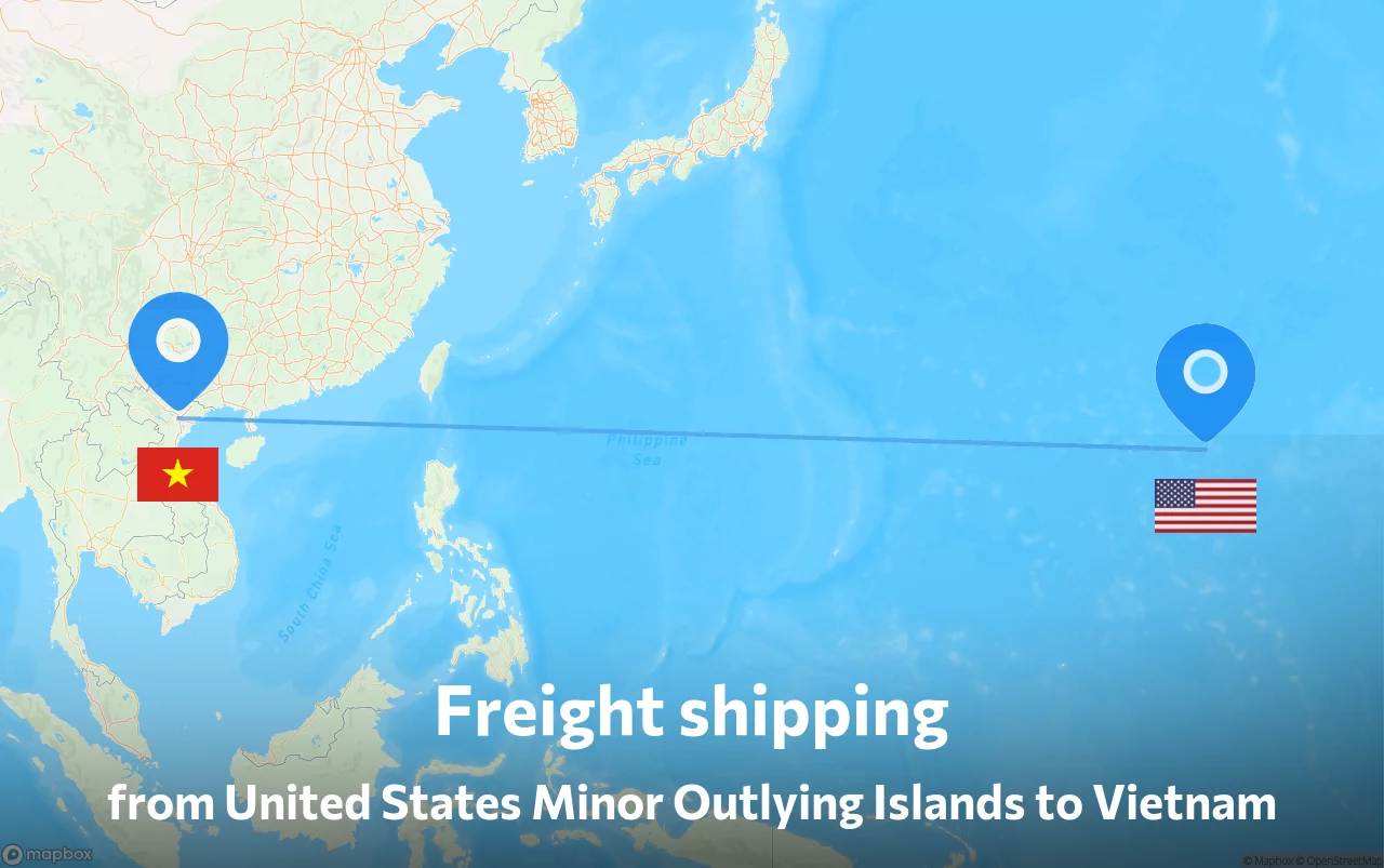 Shipping route from United States Minor Outlying Islands to Vietnam