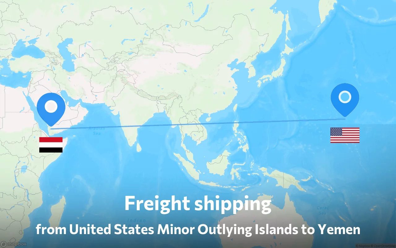 Shipping route from United States Minor Outlying Islands to Yemen