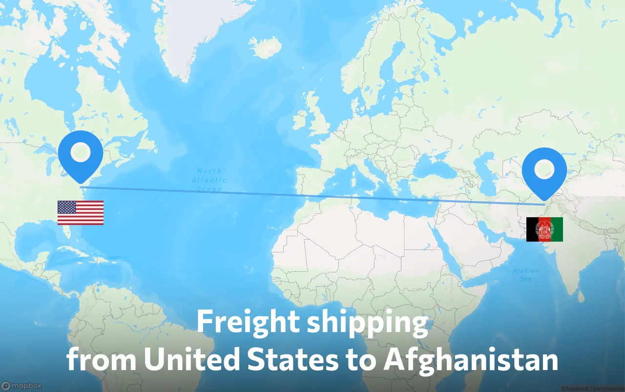 Shipping route from United States to Afghanistan