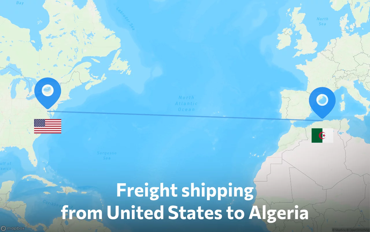 Shipping route from United States to Algeria