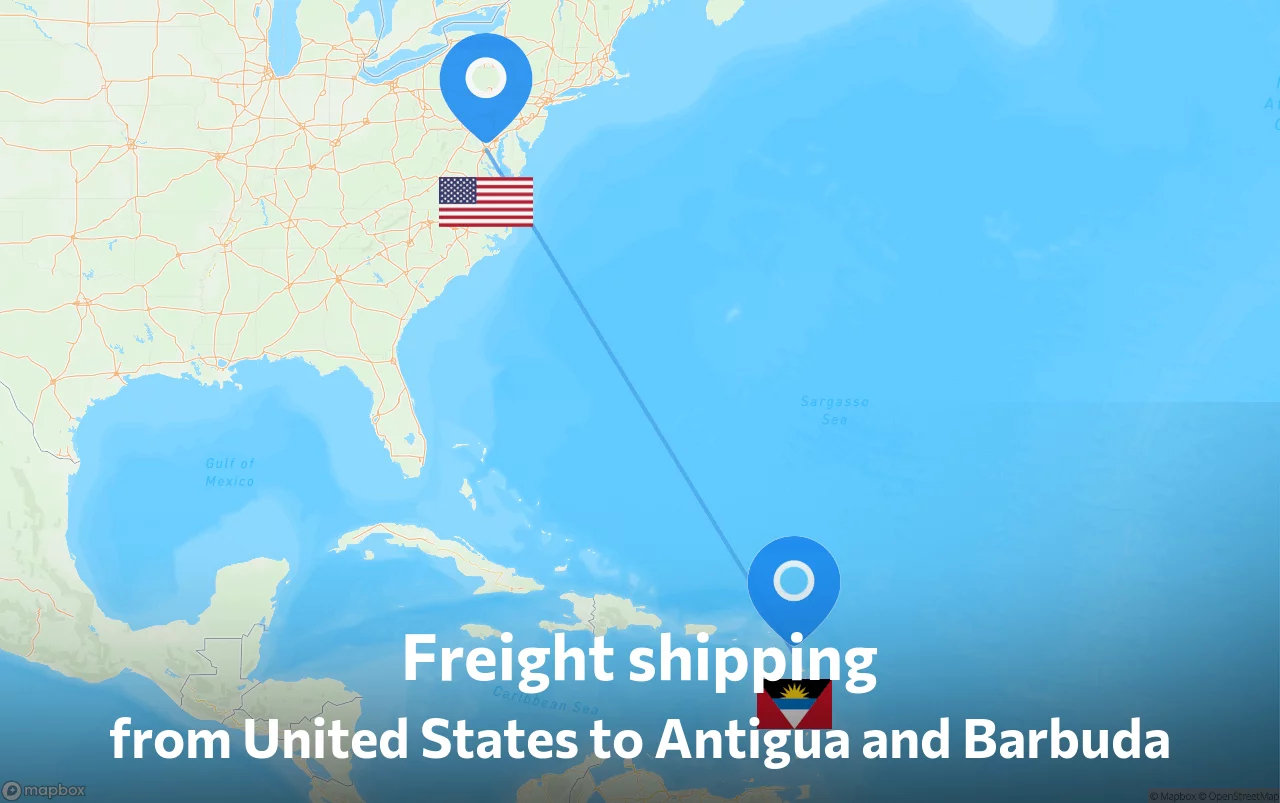 Shipping route from United States to Antigua and Barbuda