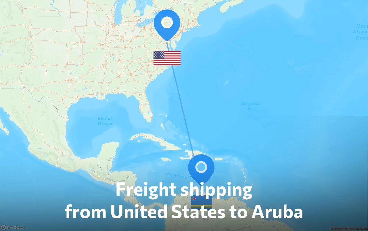 Shipping route from United States to Aruba