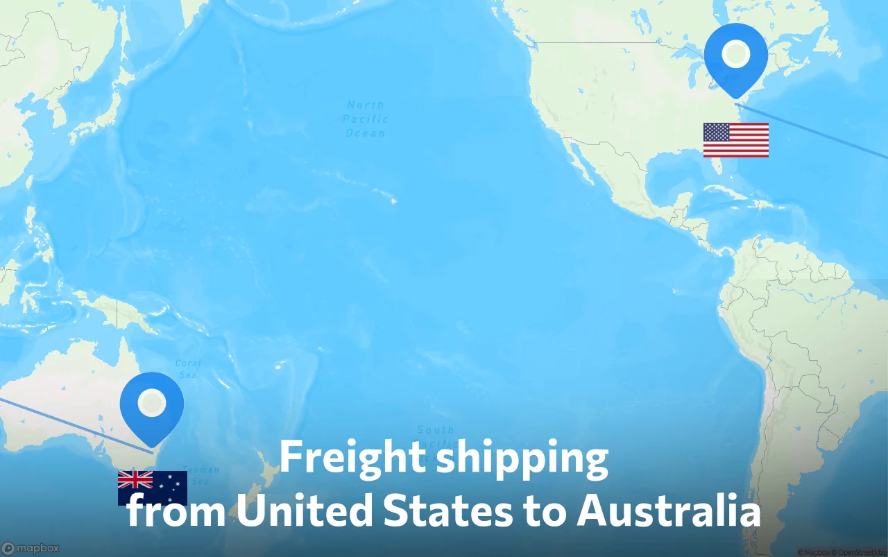 Shipping route from United States to Australia