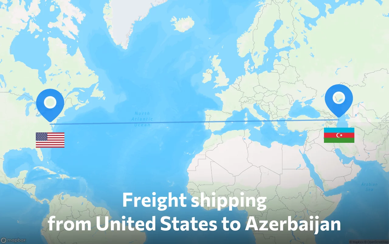 Shipping route from United States to Azerbaijan