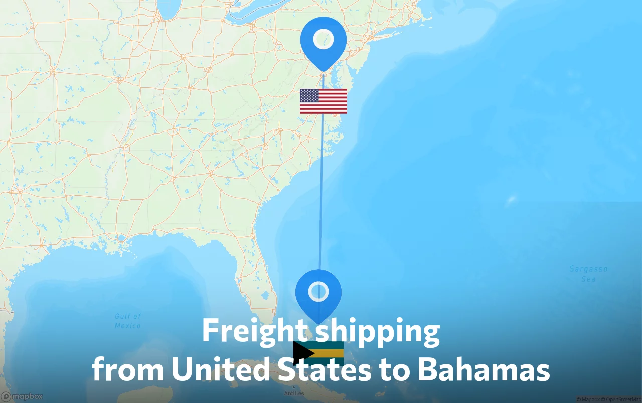 Shipping route from United States to Bahamas