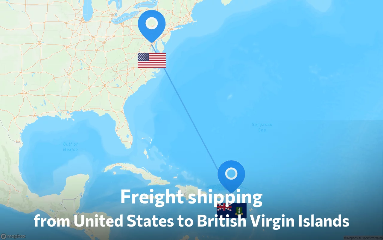 Shipping route from United States to British Virgin Islands
