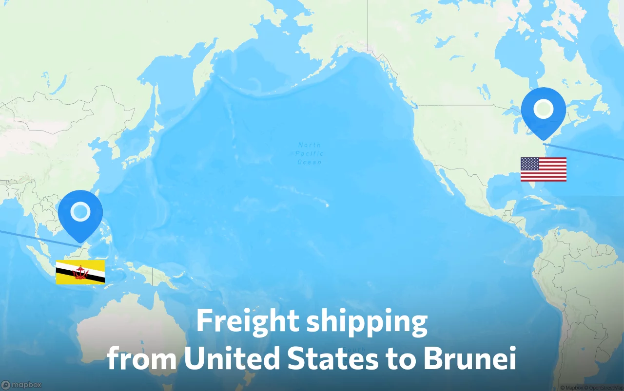 Shipping route from United States to Brunei