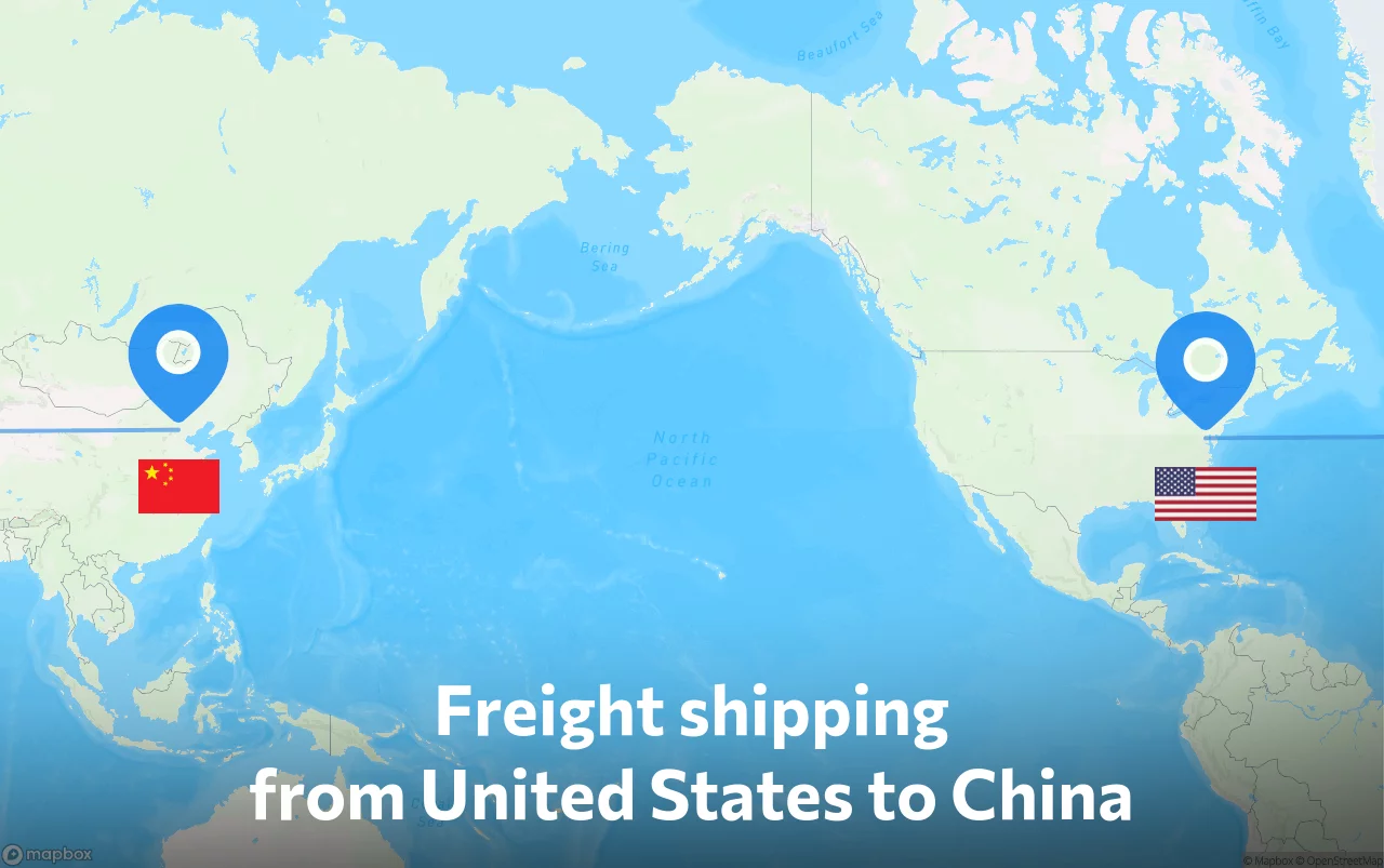 Shipping route from United States to China