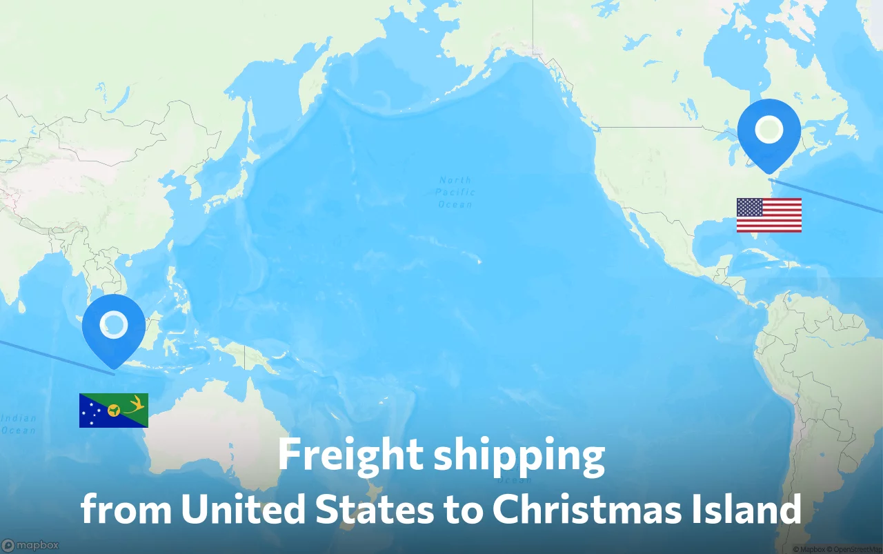 Shipping route from United States to Christmas Island