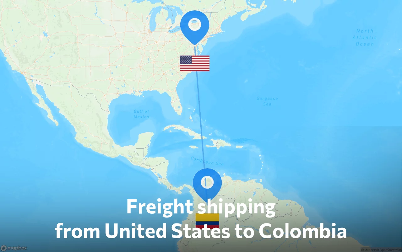 Shipping route from United States to Colombia