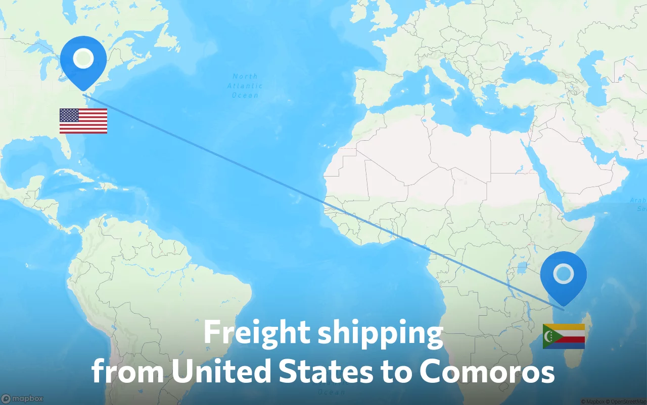 Shipping route from United States to Comoros