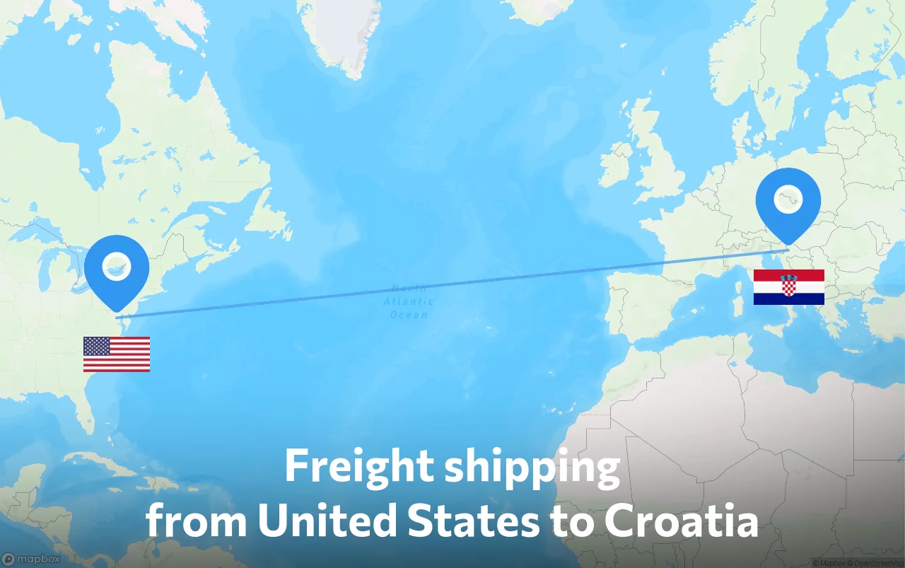 Shipping route from United States to Croatia