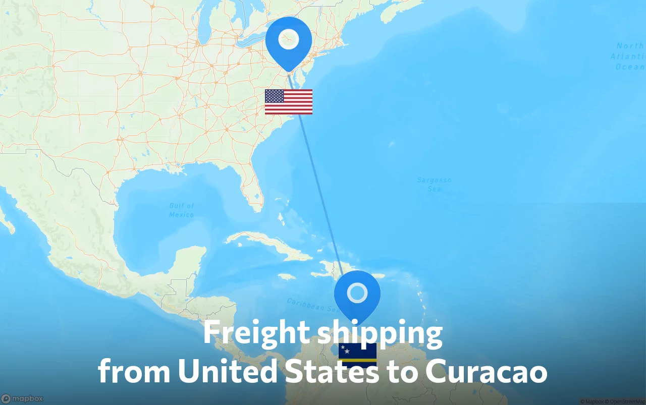 Shipping route from United States to Curacao