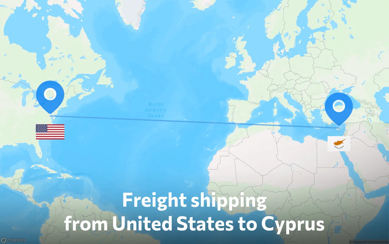 Shipping route from United States to Cyprus