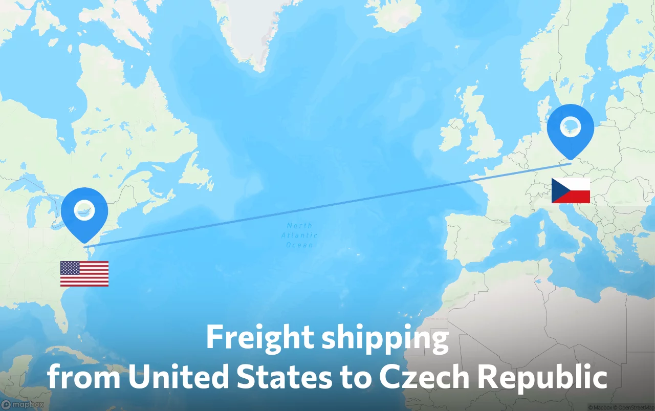 Shipping route from United States to Czech Republic