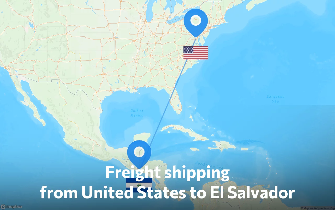 Shipping route from United States to El Salvador
