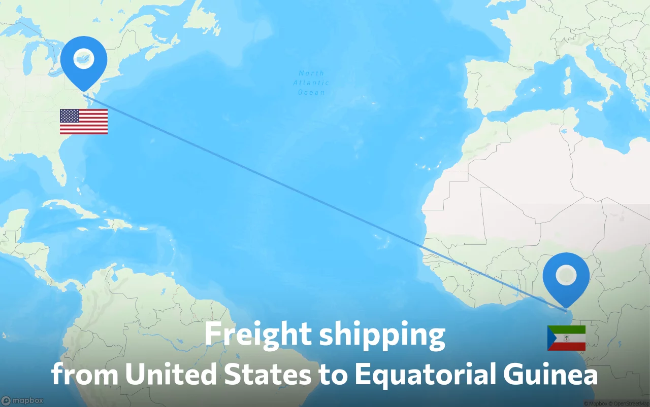 Shipping route from United States to Equatorial Guinea
