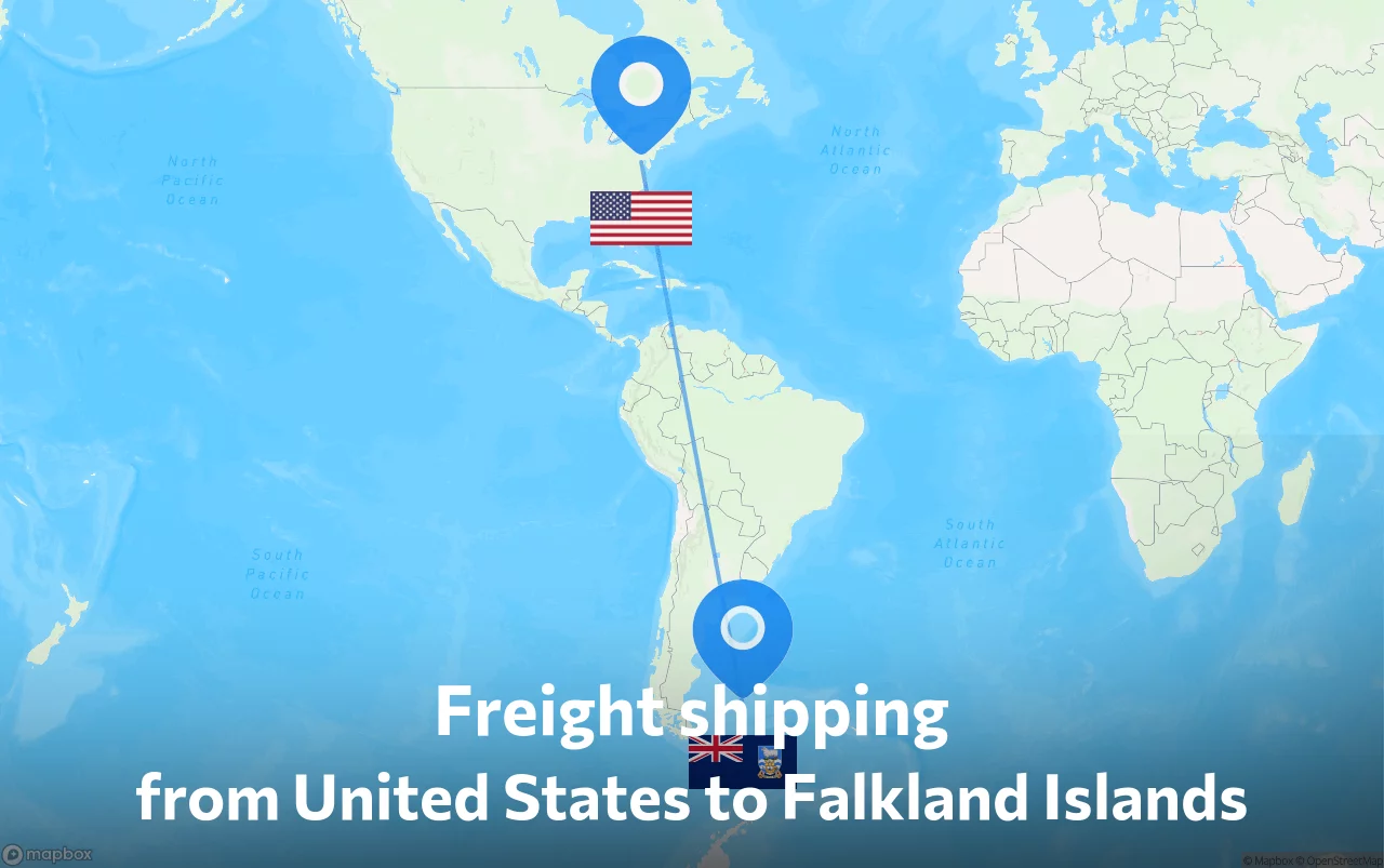 Shipping route from United States to Falkland Islands