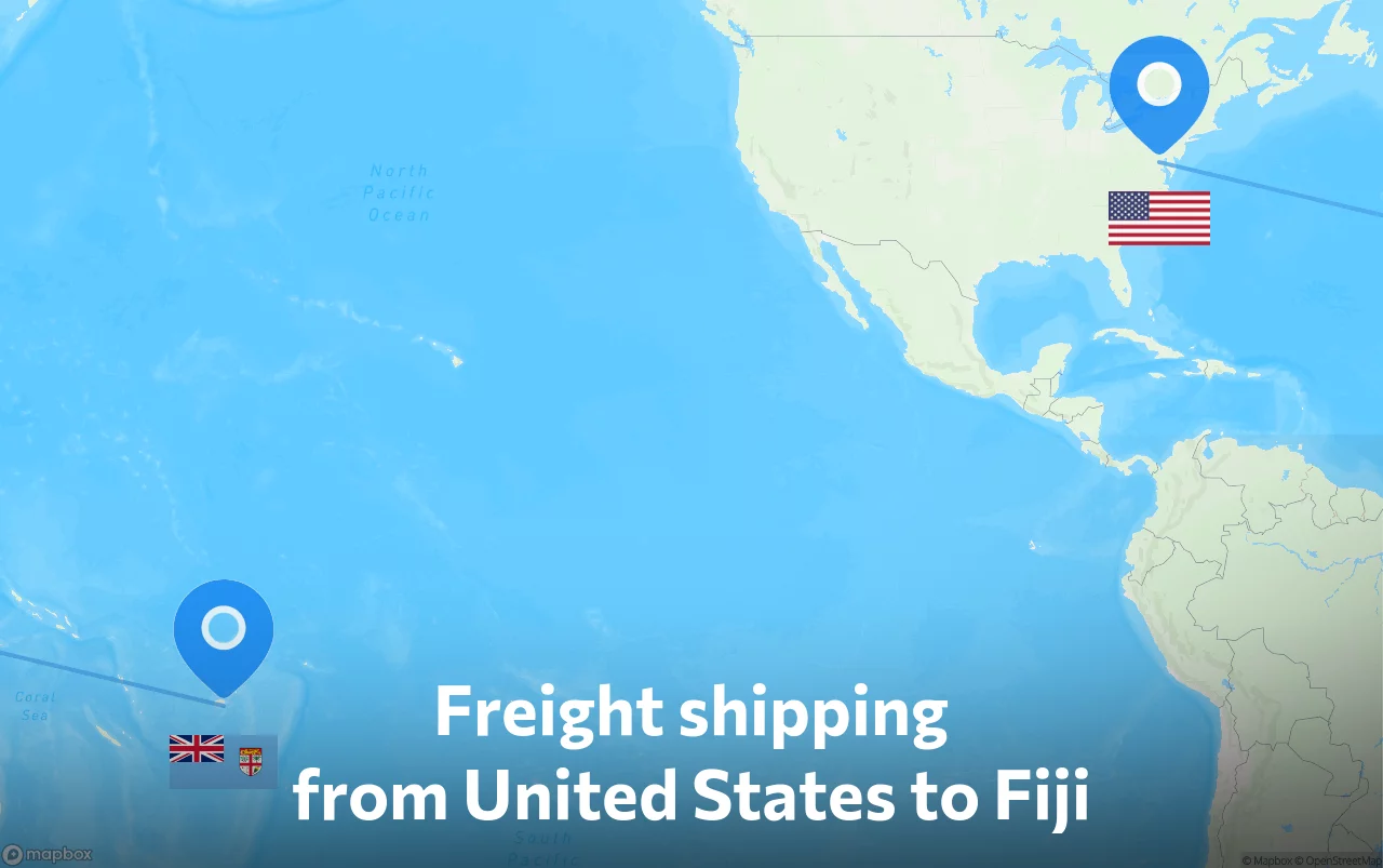 Shipping route from United States to Fiji