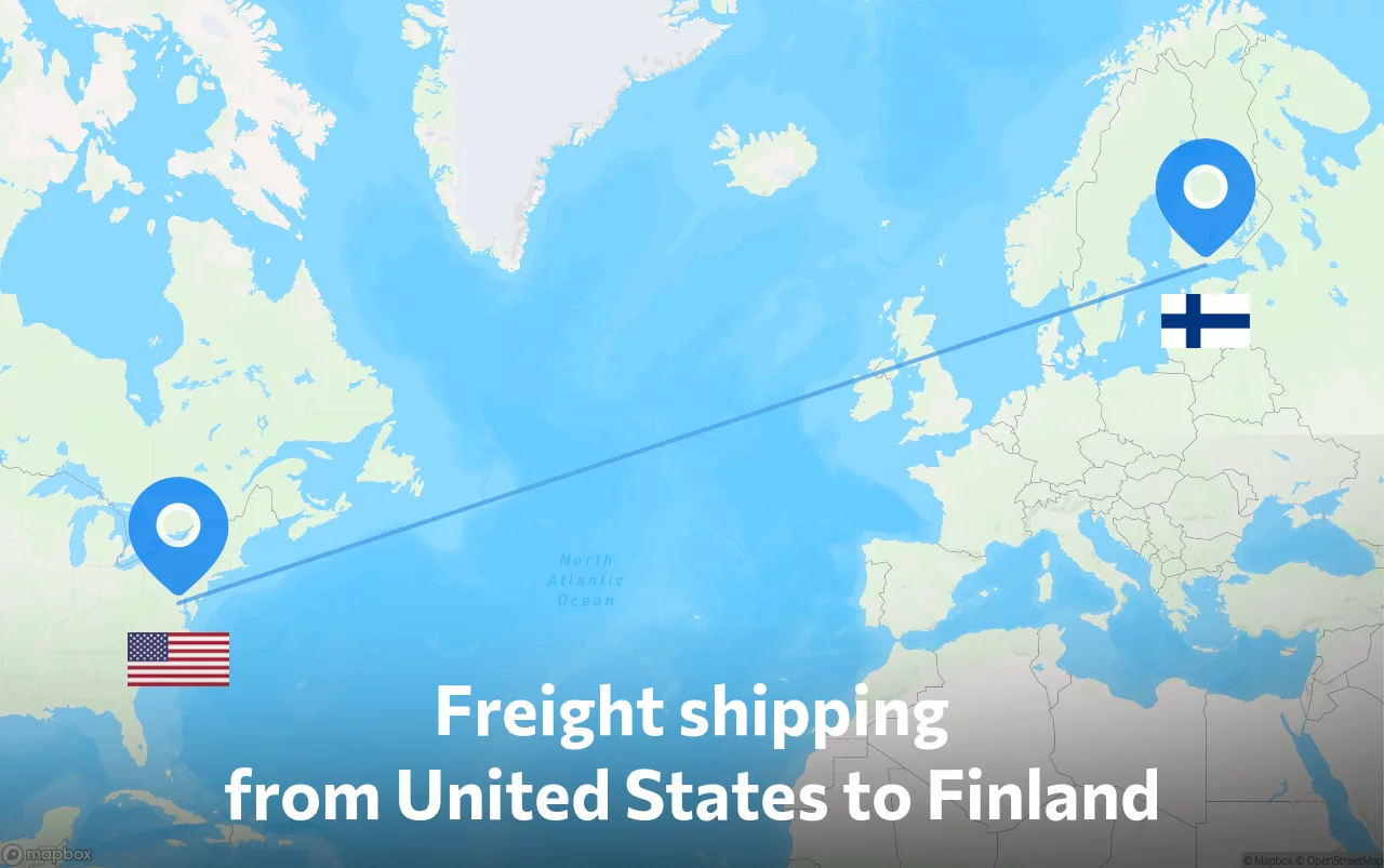 Shipping route from United States to Finland