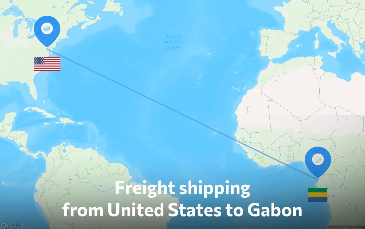 Shipping route from United States to Gabon