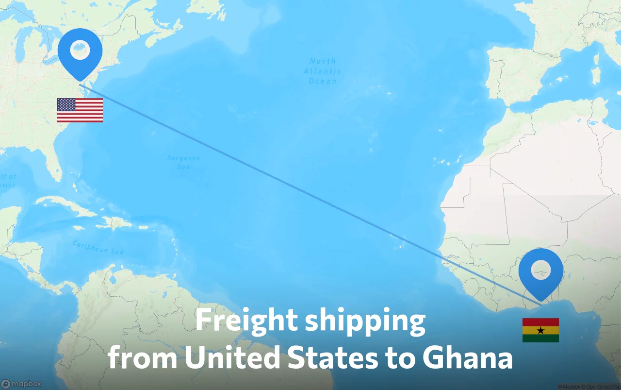 Shipping route from United States to Ghana