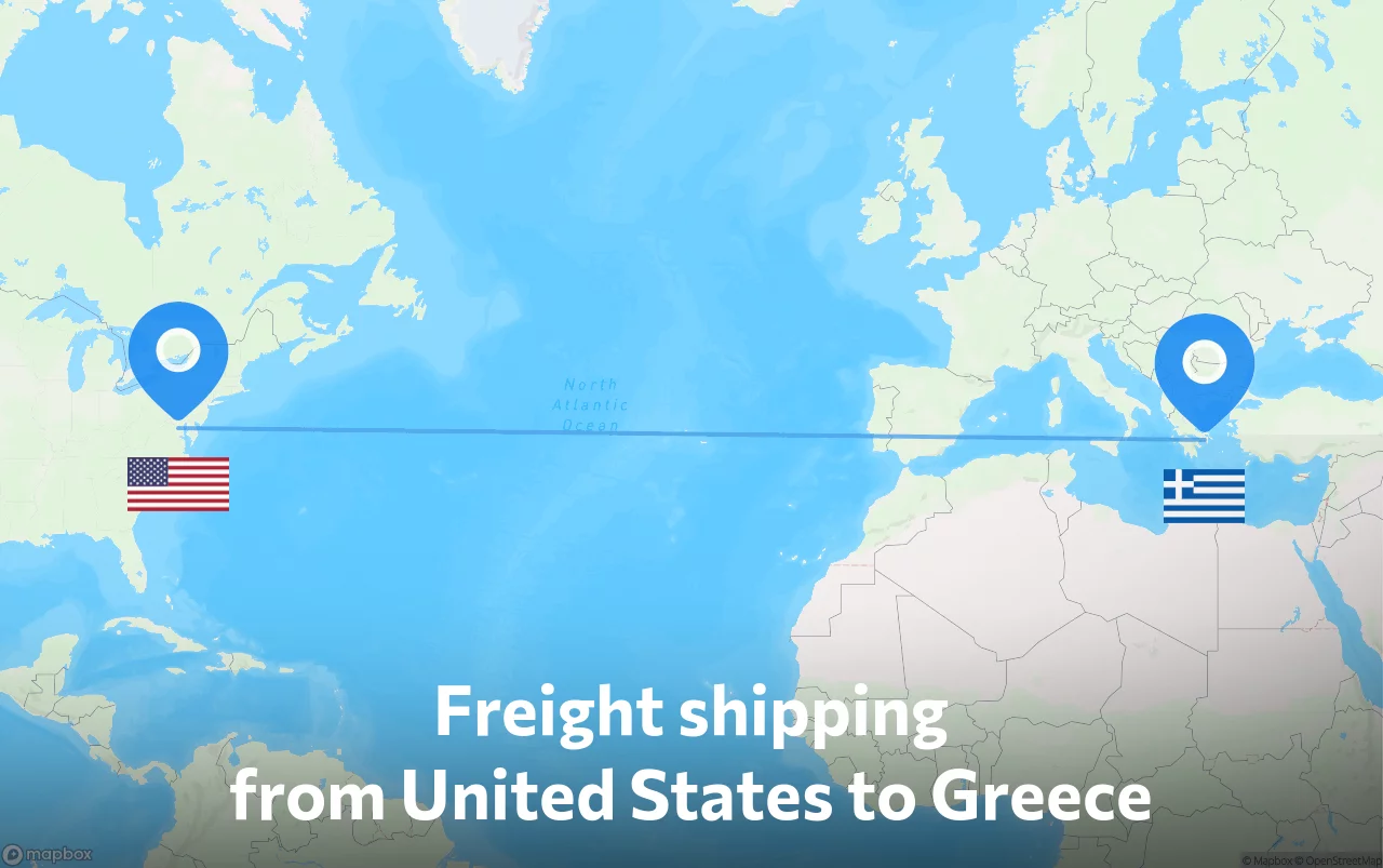 Shipping route from United States to Greece