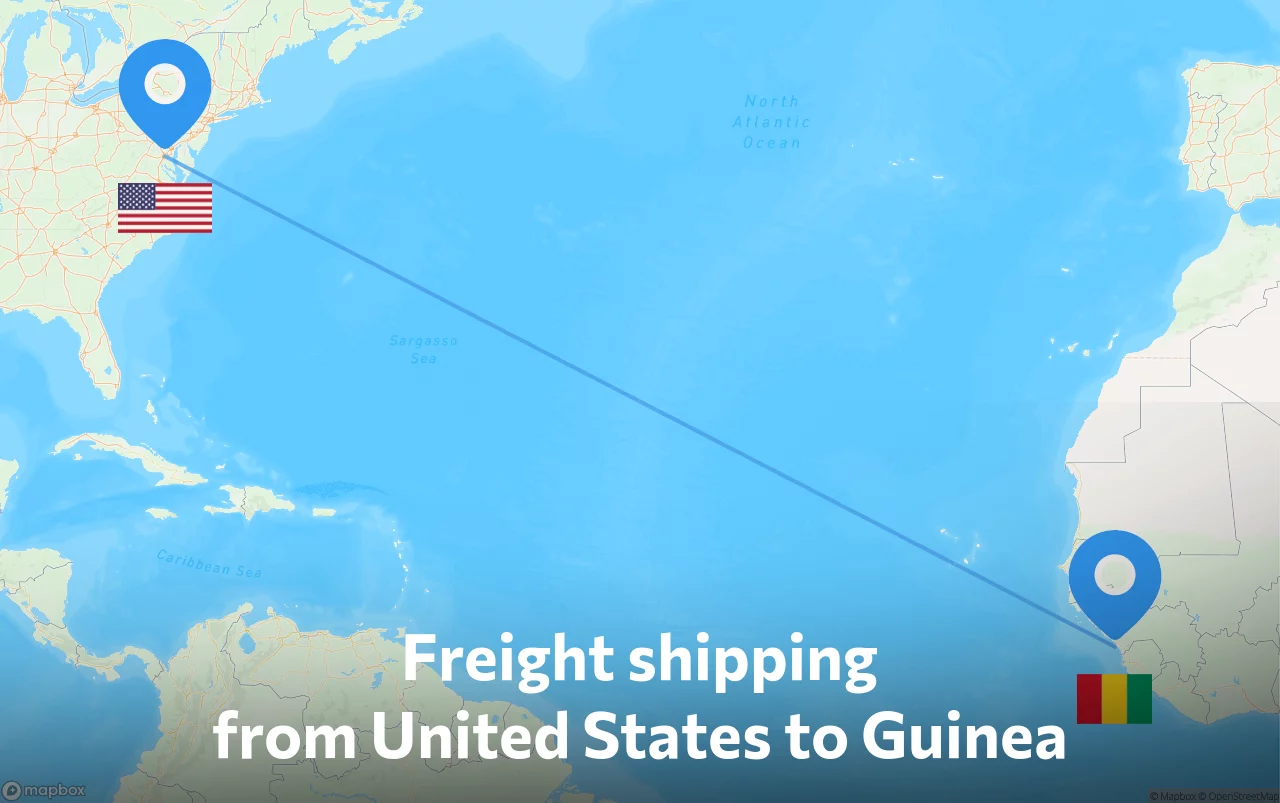 Shipping route from United States to Guinea