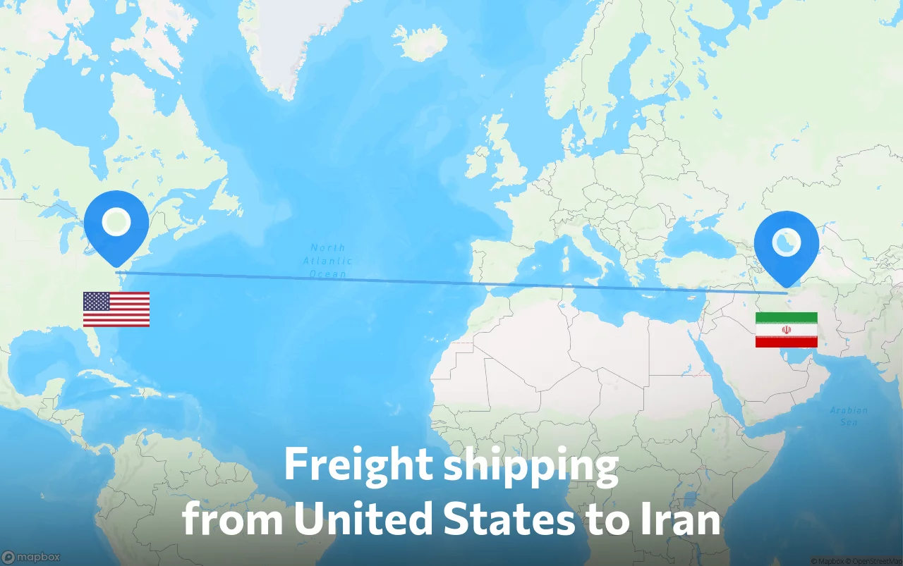 Shipping route from United States to Iran