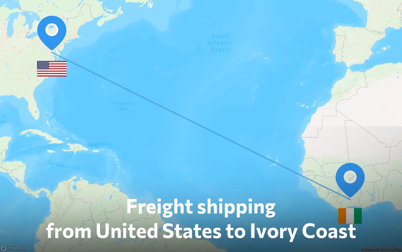 Shipping route from United States to Ivory Coast