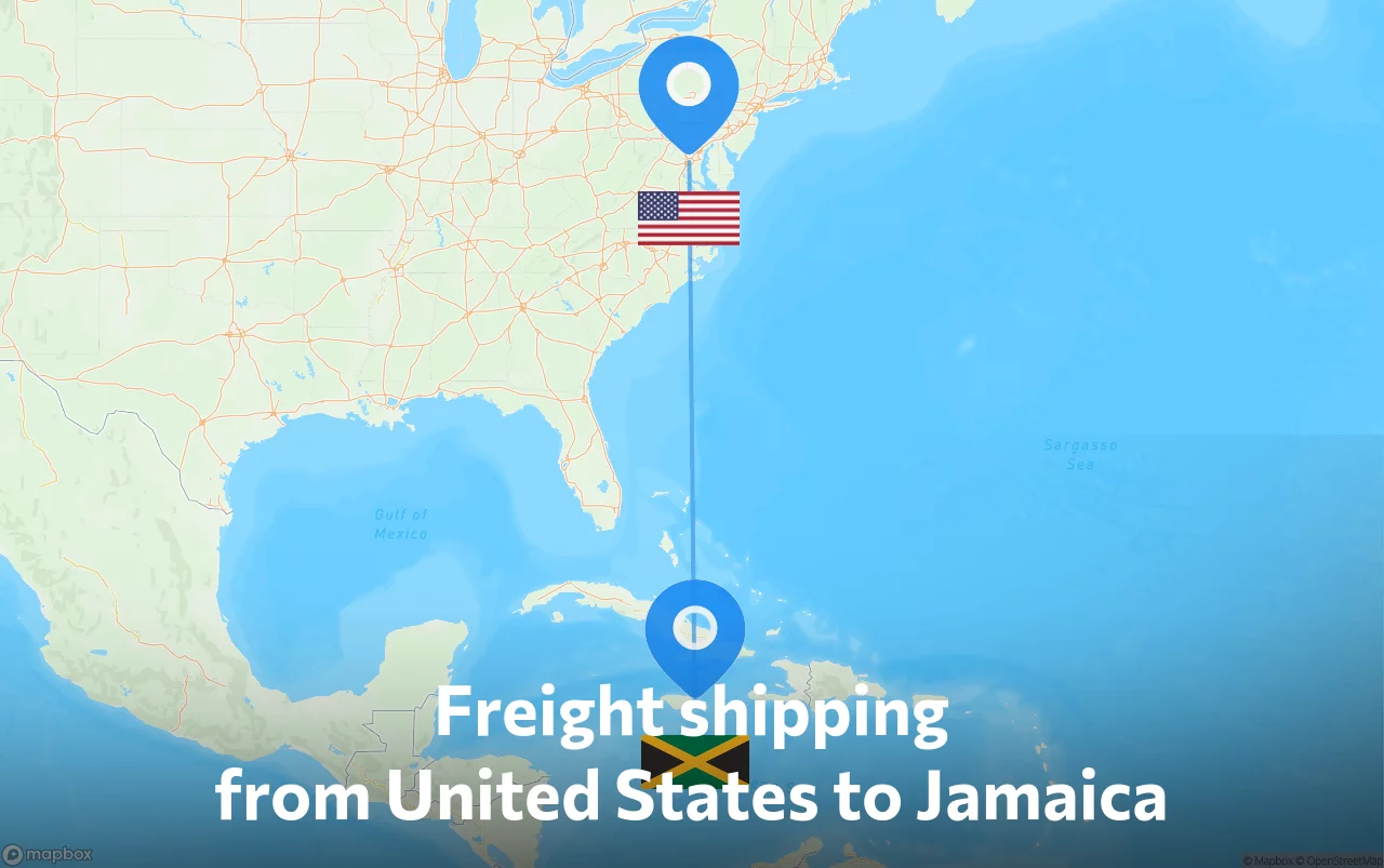 Shipping route from United States to Jamaica