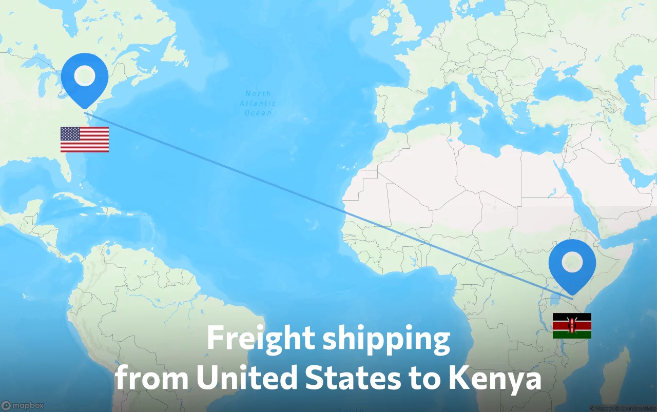 Shipping route from United States to Kenya