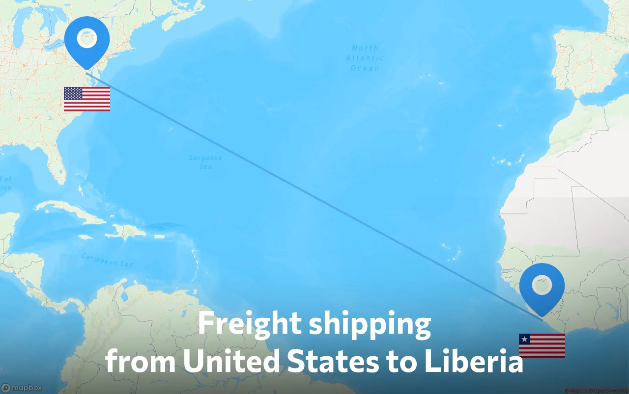 Shipping route from United States to Liberia