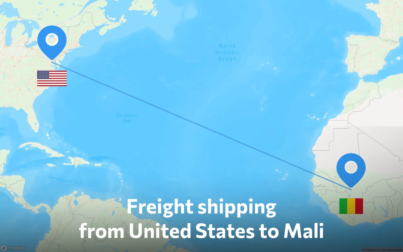 Shipping route from United States to Mali